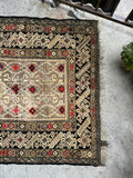 Small Vintage Tribal Rug / 4x5 Vintage rug / 3’7 x 5’2 Antique Caucasian Rug #1650