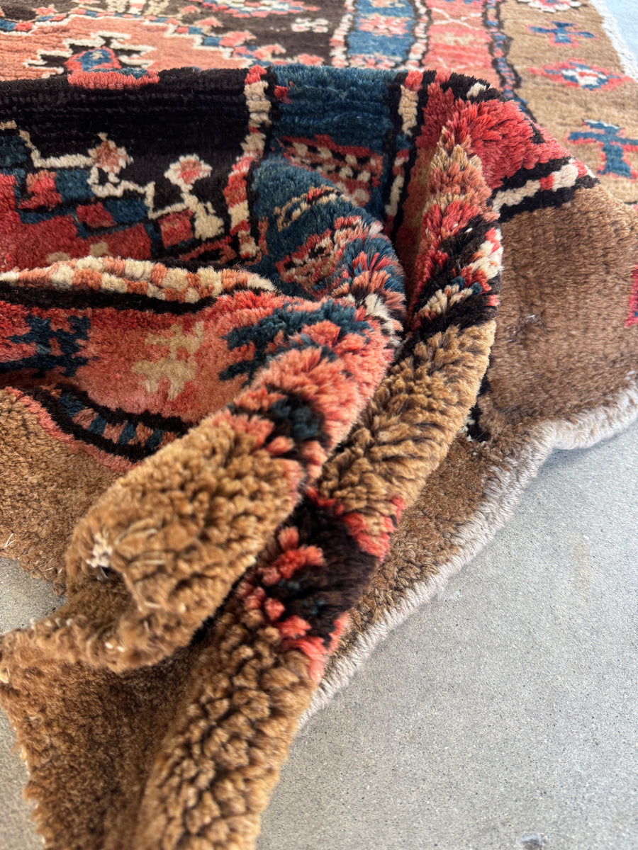 4x10 Vintage Persian Rug / 4x11 Antique Camel Runner – Blue