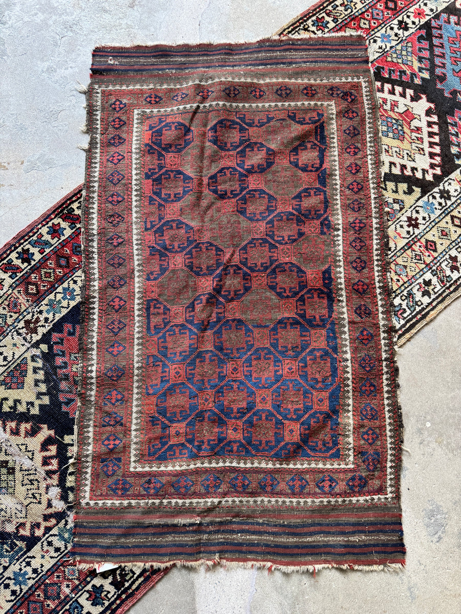 Baluch rug ※ miiページ 3x5 Nomadic Tribal and Worn Persian Baluch Rug #3938 – Blue