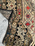 Small Vintage Tribal Rug / 4x5 Vintage rug / 3’7 x 5’2 Antique Caucasian Rug #1650