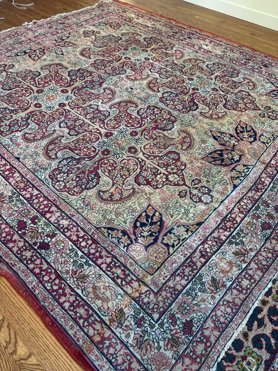 Large Square Persian Rug / 9x9 Antique Persian Lavar Rug – Blue