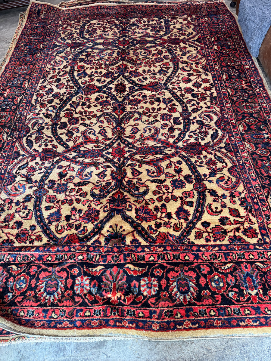 8x11 Vintage Ivory Persian Rug #2219 – Blue Parakeet Rugs