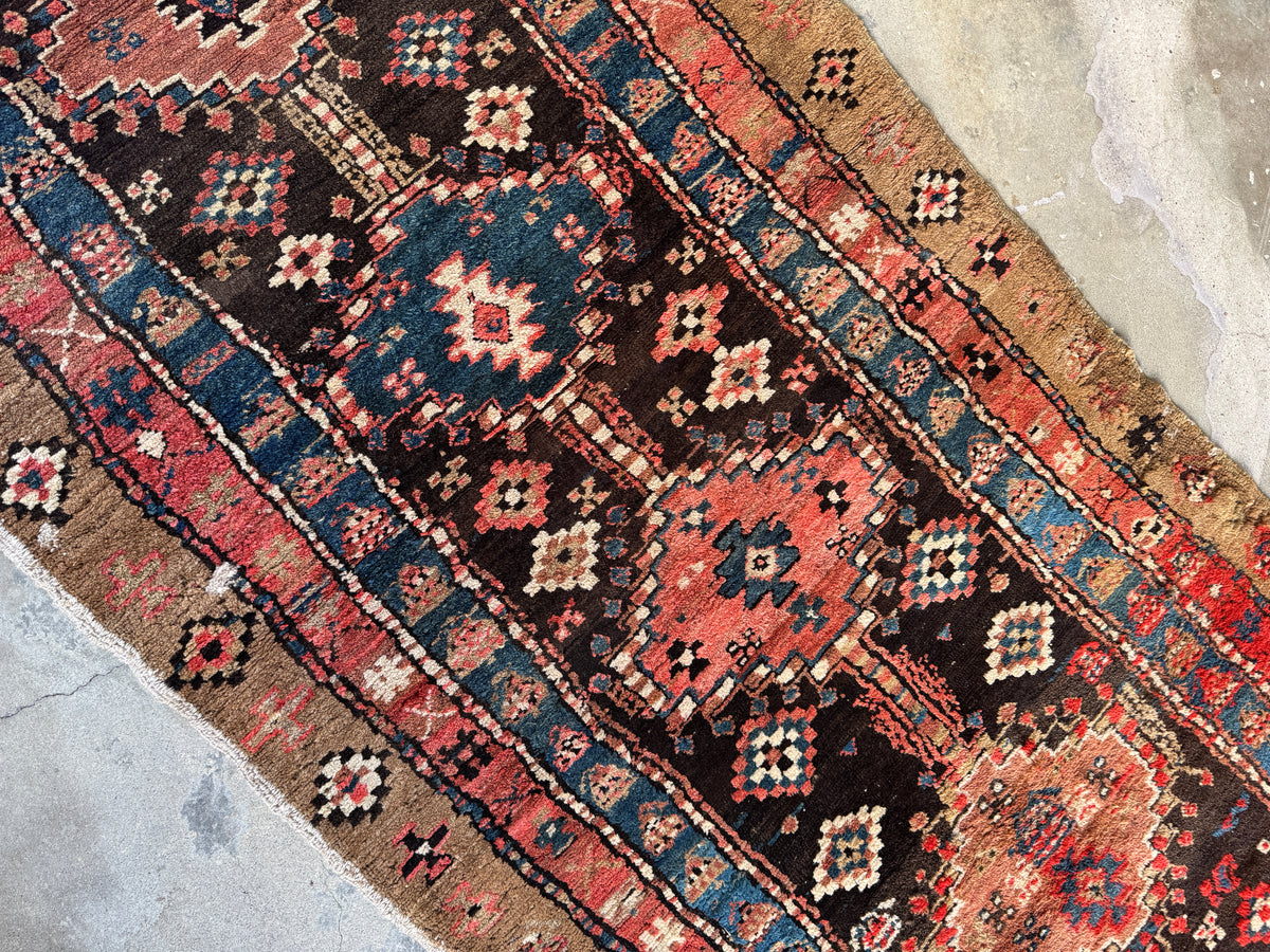 4x10 Vintage Persian Rug / 4x11 Antique Camel Runner – Blue