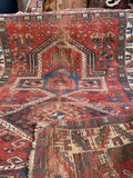 3'4 x 4'6 Antique Kazak Prayer Rug #3056 / 3x5 Vintage Rug