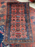 Vibrant Coral Persian Rug / 3’8 x 6’3 Persian Malayer #3311