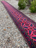 38 Foot Runner / Long Persian Runner / Pink Skinny Vintage Runner