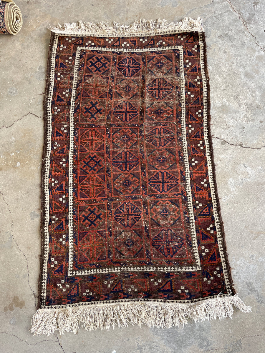 ラグ・カーペット Baluch rug Afghan Baluch Rug 4x6, Tribal, Geometric, Unique Colors, Triple