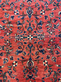 Brick Red-Orange Antique Persian Lilihan Rug  / 9'6 x 11'10 Persian Rug #3323