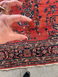 Brick Red-Orange Antique Persian Lilihan Rug  / 9'6 x 11'10 Persian Rug #3323
