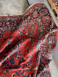 Brick Red-Orange Antique Persian Lilihan Rug  / 9'6 x 11'10 Persian Rug #3323
