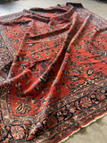 Brick Red-Orange Antique Persian Lilihan Rug  / 9'6 x 11'10 Persian Rug #3323