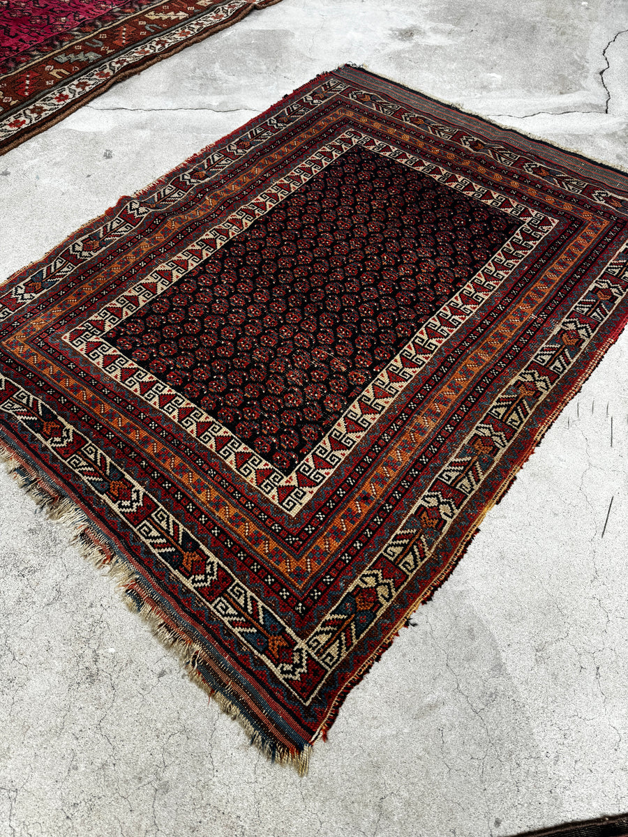 Small Worn Persian Rug / 3'4 x 4'8 Antique Afshar Rug #3595 – Blue