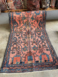 Small Coral Vintage Persian Rug