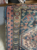 Worn Antique Rug / 3'5 x 5'5 Antique Caucasian Rug #3249