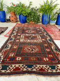4'5 x 6'7 Antique Kazak Rug #1398