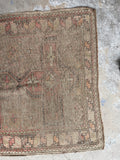 Muted Vintage Rug / 3'6 x 5'9 Antique Caucasian Rug #3125ML