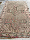 Muted Vintage Rug / 3'6 x 5'9 Antique Caucasian Rug #3125ML