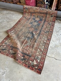 Worn Small Vintage Rug / Small Shabby Chic Vintage Area Rug / 3'9 x 6'7 NW Persian Rug #3491