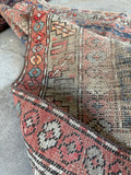 Worn Small Vintage Rug / Small Shabby Chic Vintage Area Rug / 3'9 x 6'7 NW Persian Rug #3491