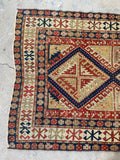 3'8 x 7'3 Antique Caucasian Rug #3157