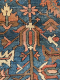 9x12 Antique French Blue Ground Heriz Rug #2857
