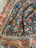 9x12 Antique French Blue Ground Heriz Rug #2857