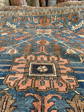 9x12 Antique French Blue Ground Heriz Rug #2857