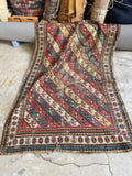 Antique Worn Tribal Rug / 3'6 x 5'4 Antique Caucasian Rug #3171