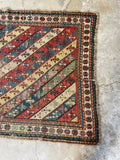 Antique Worn Tribal Rug / 3'6 x 5'4 Antique Caucasian Rug #3171
