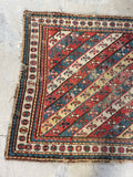 Antique Worn Tribal Rug / 3'6 x 5'4 Antique Caucasian Rug #3171