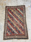 Antique Worn Tribal Rug / 3'6 x 5'4 Antique Caucasian Rug #3171