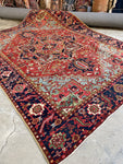8x11 Persian Heriz Rug with French Blue