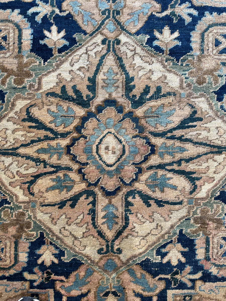 Antique Persian Heriz Rug / 8x11 Vintage Persian Rug #4522 – Blue