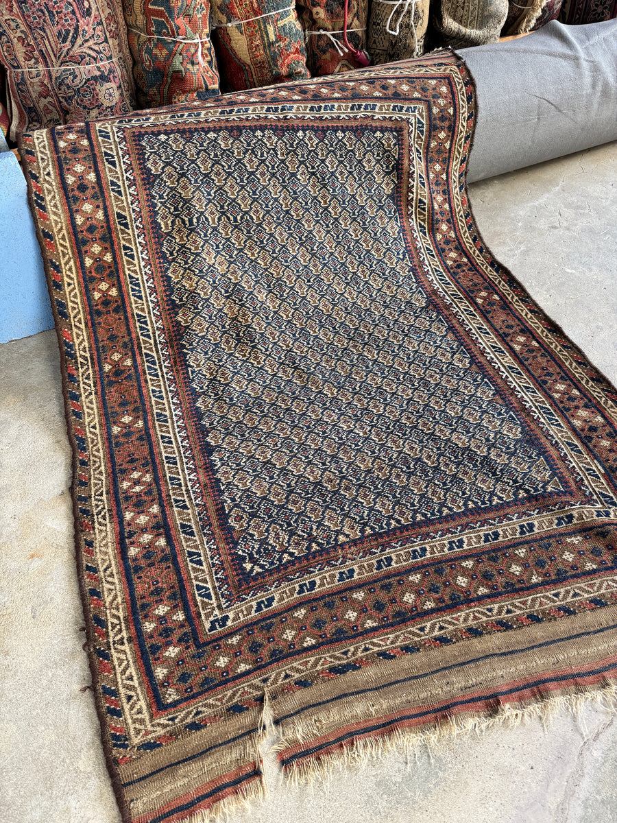 Antique Persian Baluch Nomadic Tribal Rug / 3'9 x 5'5 Rug #3842