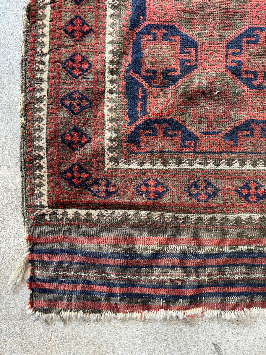 3x5 Nomadic Tribal and Worn Persian Baluch Rug #3938 – Blue