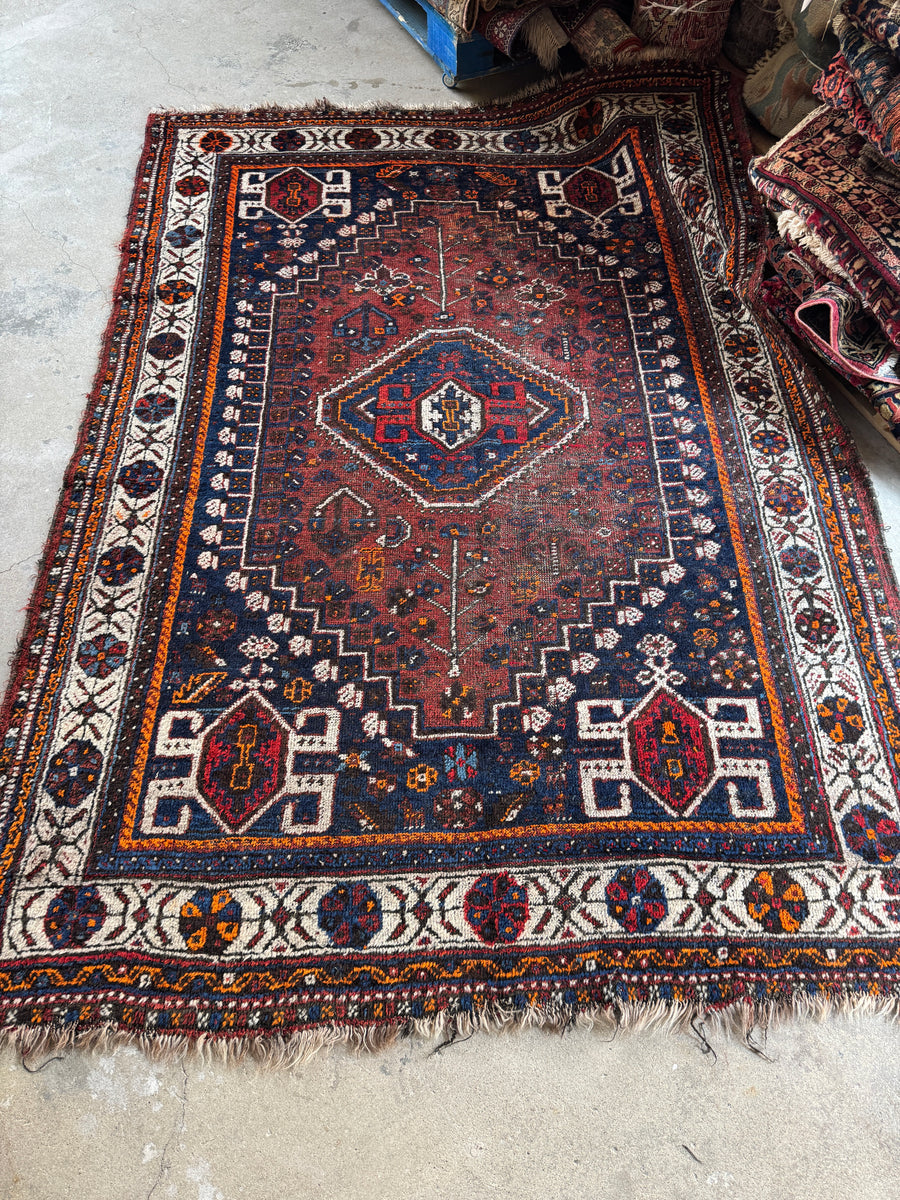 ラグ vintage shiraz rug Vintage 1950's Southcentral Persia Shiraz rug - 7' x 11'