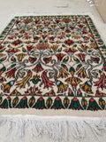 2'4 x 3'1 vintage ivory ground scatter rug #567ML - Blue Parakeet Rugs