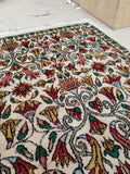 2'4 x 3'1 vintage ivory ground scatter rug #567ML - Blue Parakeet Rugs