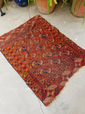 2'7 x 3'10 antique Tribal Turkmen / Turkoman Rug / Small Antique Rug (#1300) - Blue Parakeet Rugs
