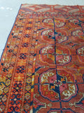 2'7 x 3'10 antique Tribal Turkmen / Turkoman Rug / Small Antique Rug (#1300) - Blue Parakeet Rugs