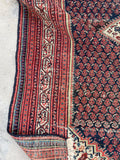 4'8 x 6'3 Antique Persian Kurdish rug #2048ML / 5x6 Vintage Rug - Blue Parakeet Rugs