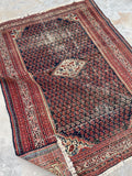 4'8 x 6'3 Antique Persian Kurdish rug #2048ML / 5x6 Vintage Rug - Blue Parakeet Rugs