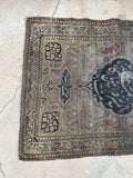 2'10 x 4' Antique 19th Century Master Weaver signed rug #2053ML / 3x4 Vintage Rug - Blue Parakeet Rugs