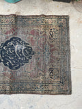 2'10 x 4' Antique 19th Century Master Weaver signed rug #2053ML / 3x4 Vintage Rug - Blue Parakeet Rugs