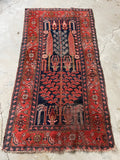 3'6 x 6'5 Antique Persian Senneh Rug #2748 / Small Vintage Rug - Blue Parakeet Rugs