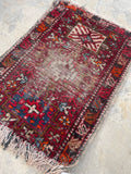 1’10 x 2’10 Worn tribal scatter rug #1890 / 2x3 Vintage rug - Blue Parakeet Rugs