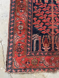 3'6 x 6'5 Antique Persian Senneh Rug #2748 / Small Vintage Rug - Blue Parakeet Rugs