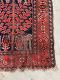 3'6 x 6'5 Antique Persian Senneh Rug #2748 / Small Vintage Rug - Blue Parakeet Rugs