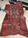3'6 x 6'5 Antique Persian Senneh Rug #2748 / Small Vintage Rug - Blue Parakeet Rugs