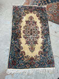 3x5 Vintage Persian Kerman rug #2545 - Blue Parakeet Rugs